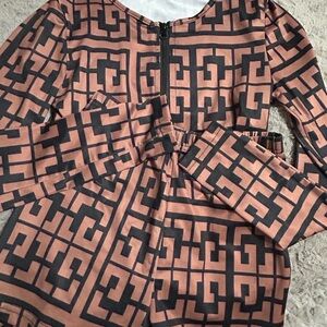 Geometric Patterned Long Sleeve Dress